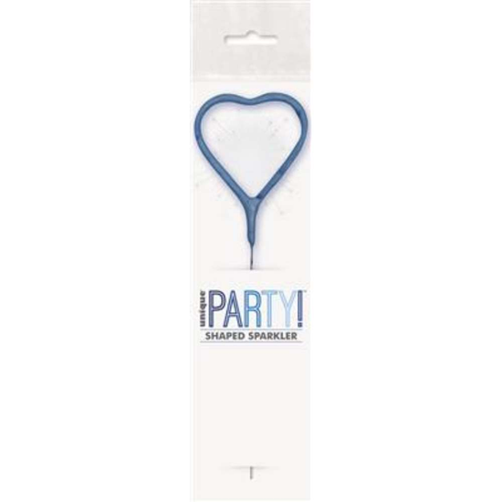 Unique Party Candle Sparkler Blue Glitz Heart 7
