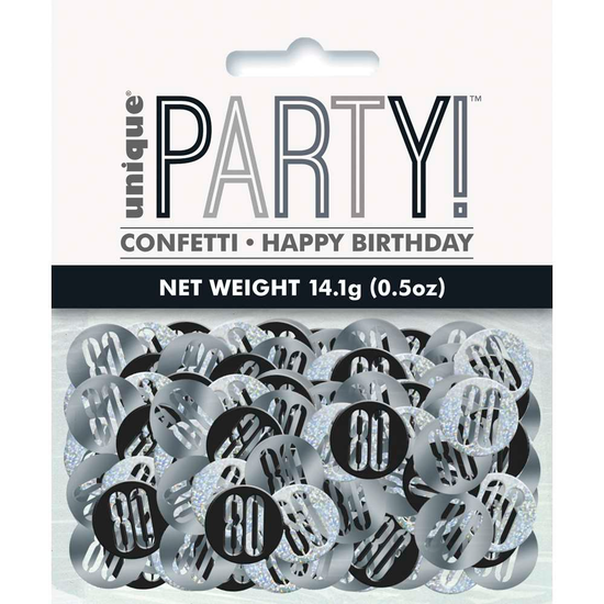 Black Glitz 80th Birthday Foil Confetti 14g
