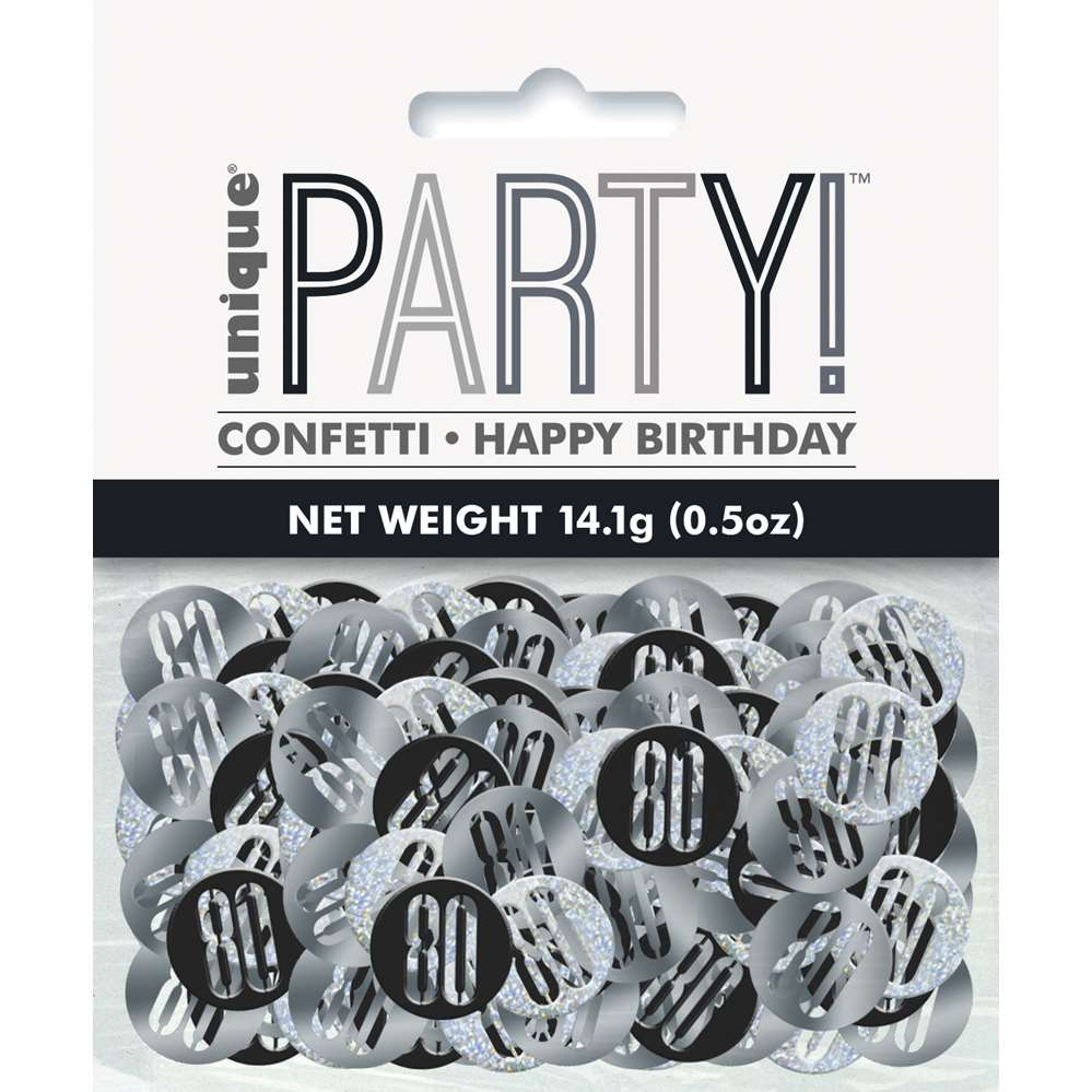 Black Glitz 80th Birthday Foil Confetti 14g