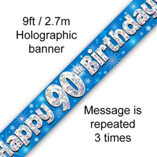 Oaktree Banner Age 90 Blue Holographic 9ft