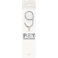 Unique Party Candle Sparkler Number 9 Silver 7