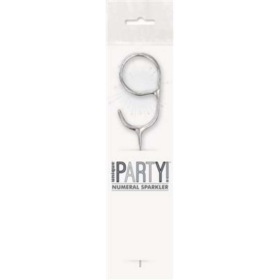 Unique Party Candle Sparkler Number 9 Silver 7