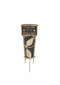 David Fischoff keepsake grave vase for Mum and Dad, 36cm, decorative memorial floral holder in a simple, elegant design.
