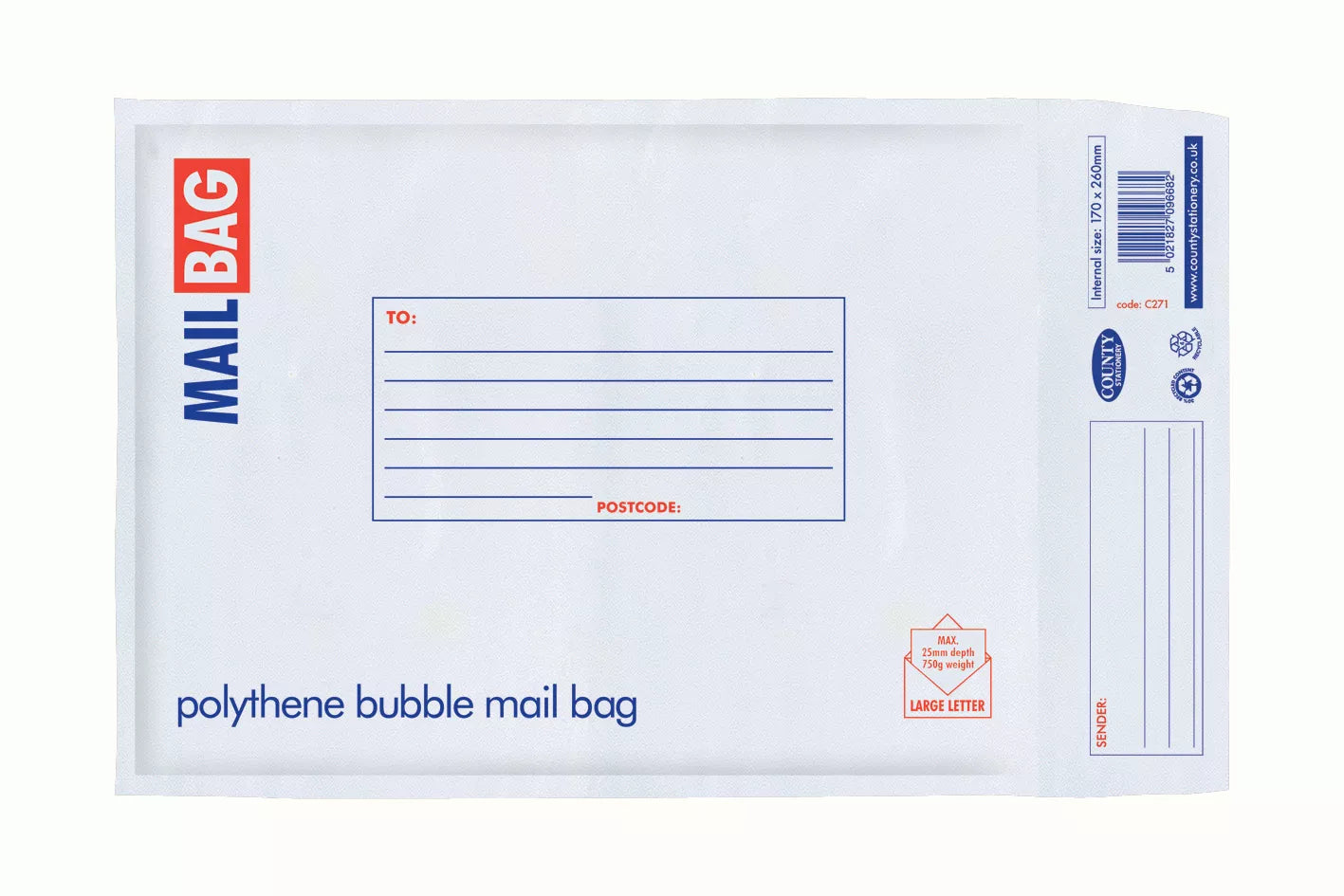 Small County Stationery bubble mailing bags, 10-pack, lightweight and protective shipping envelopes with bubble lining.