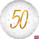 Oaktree Sparkle White Age 50 18" Foil Balloon