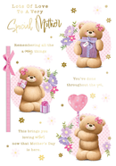 Prelude Mother's Day cards featuring cute bear illustrations and icons in a 6-pack set, perfect for celebrating moms.