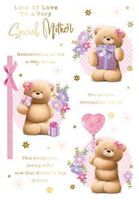 Prelude Mother's Day cards featuring cute bear illustrations and icons in a 6-pack set, perfect for celebrating moms.