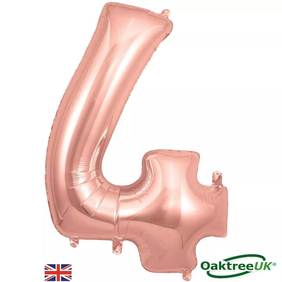 Oaktree Foil Balloon Rose Gold 34" Number 4