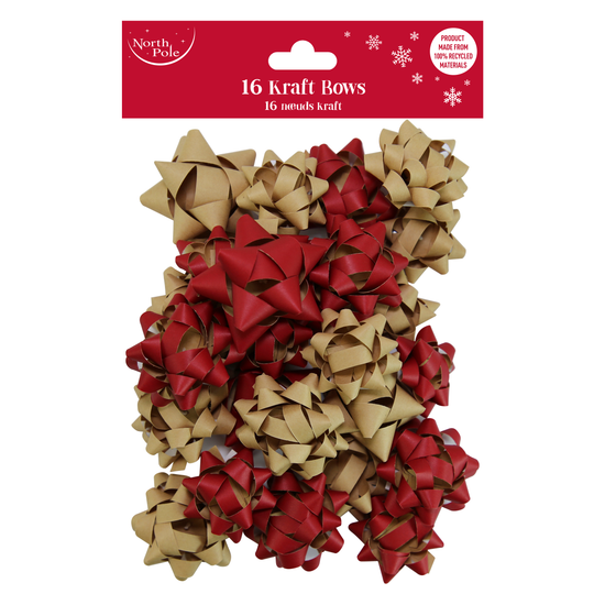 Eurowrap 16 Pack Bows Kraft