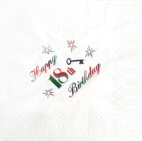 18th Birthday White Napkins - 15pk