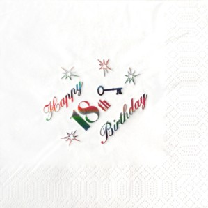 18th Birthday White Napkins - 15pk
