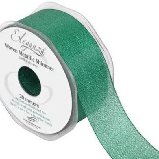 Eleganza Metallic Ribbon Green 38mm x 20m