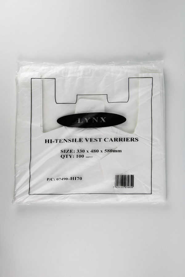 Magnum 100 Pack Carrier Bag White XL 13x19x23