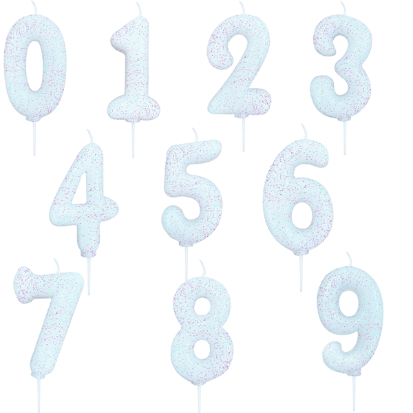 Candle Glitter White Number 0