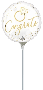 Anagram Gold Wedding 9" Mini Round Foil Balloon