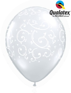Qualatex Filigree Hearts 11" Latex Balloons 50pk