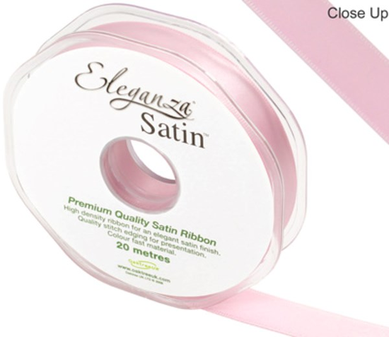 Eleganza Satin Ribbon Light Pink 15mm x 20m
