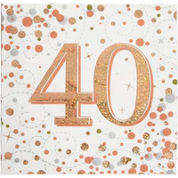 Oaktree Fizz Age 40 Rose Gold Napkins 16pk