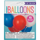 Unique Red, White & Blue 12" Latex Balloons 15pk