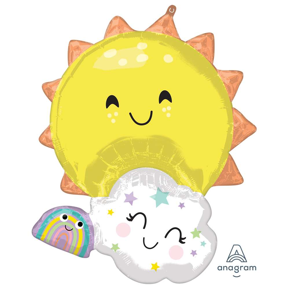 Rainbow Sunshine Cloud 35" Foil Balloon