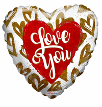 Love You Holographic Hearts 18" Heart Foil Balloon