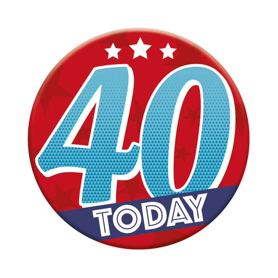 Six small Tiger Feet birthday badges displaying the number 40, perfect for celebrating milestone birthdays.