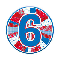 Six small Tiger Feet birthday badges featuring the number 6, perfect for celebrating a sixth birthday.