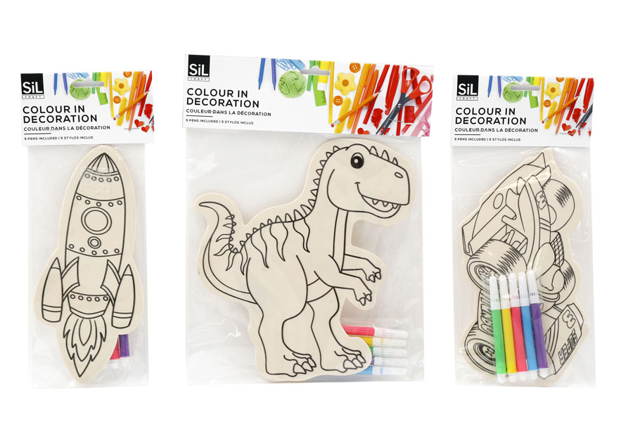 Colour Your Own Wood Decoration Boys 20cm 12pk